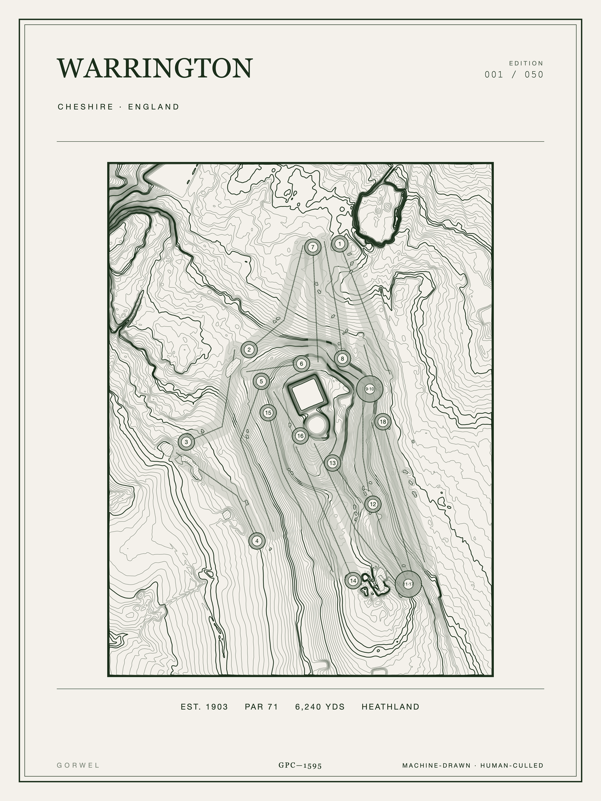 Warrington Golf Course Print | Topographic Map Wall Art