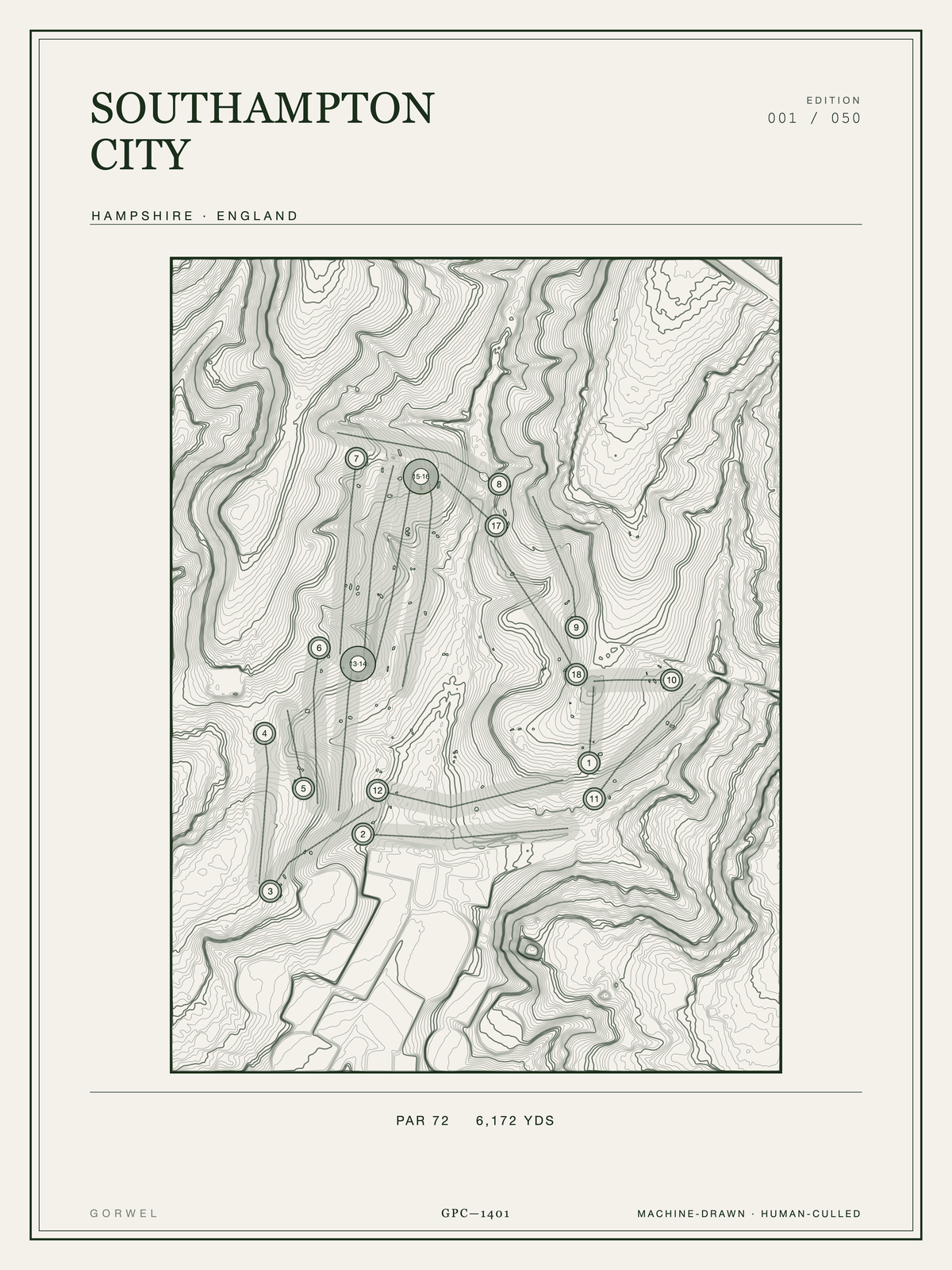 Southampton City Golf Course Print | Topographic Map Wall Art
