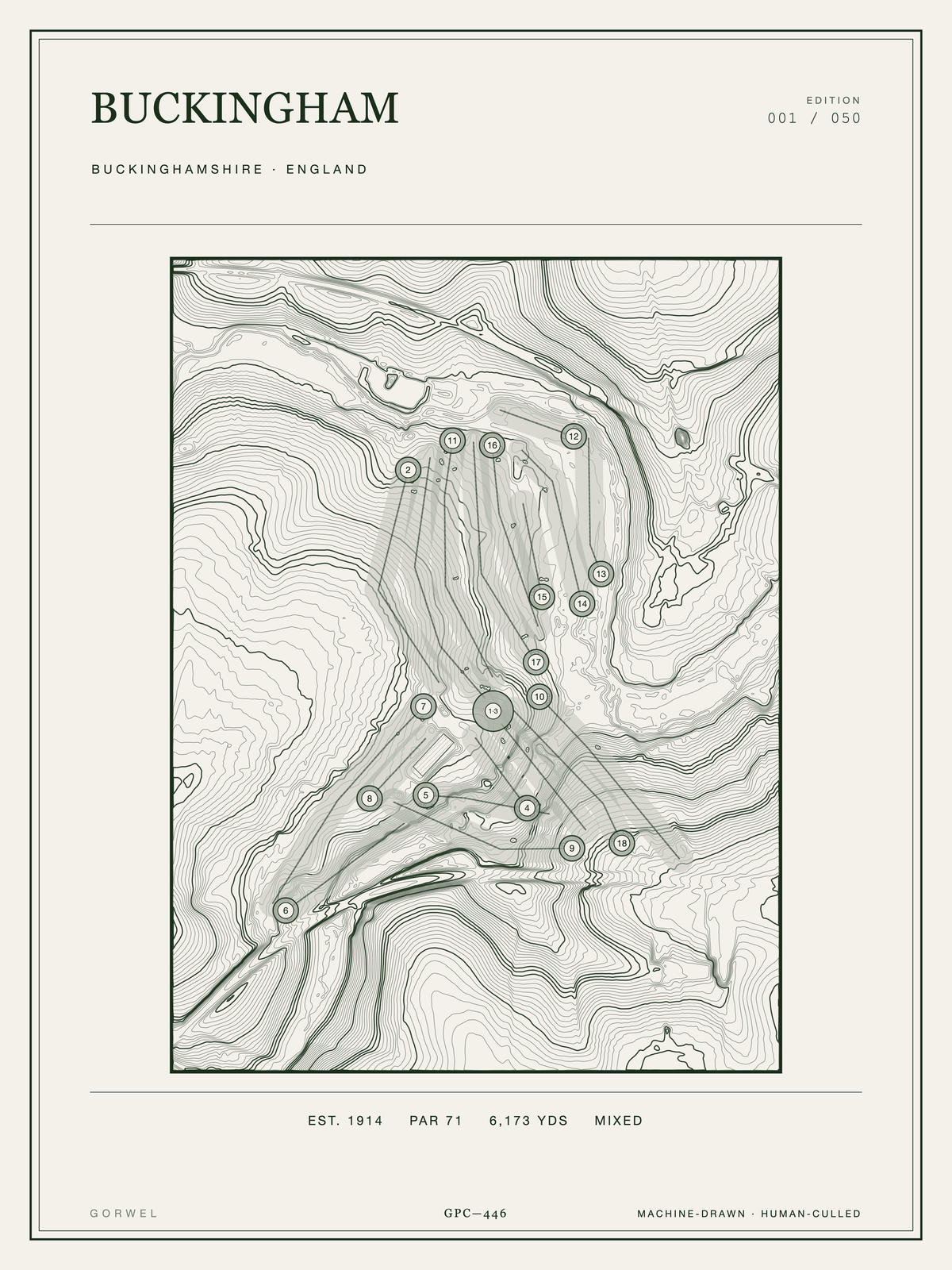 Buckingham Golf Course Print | Topographic Map Wall Art