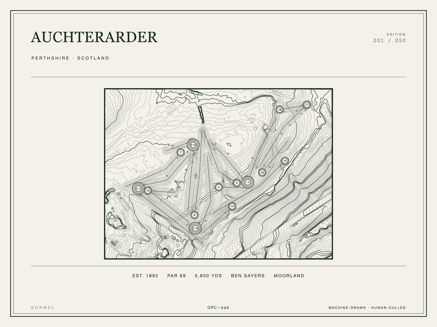 Auchterarder Golf Course Print | Topographic Map Wall Art