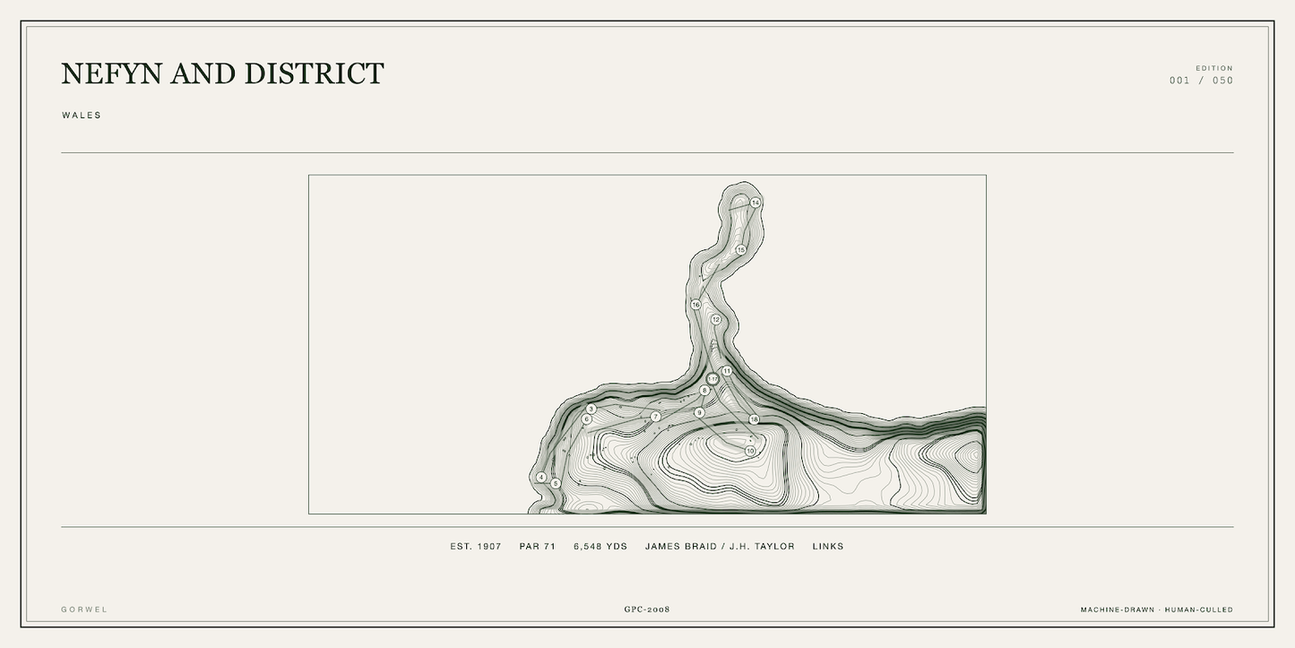 Nefyn And District Golf Course Print | Topographic Map Wall Art
