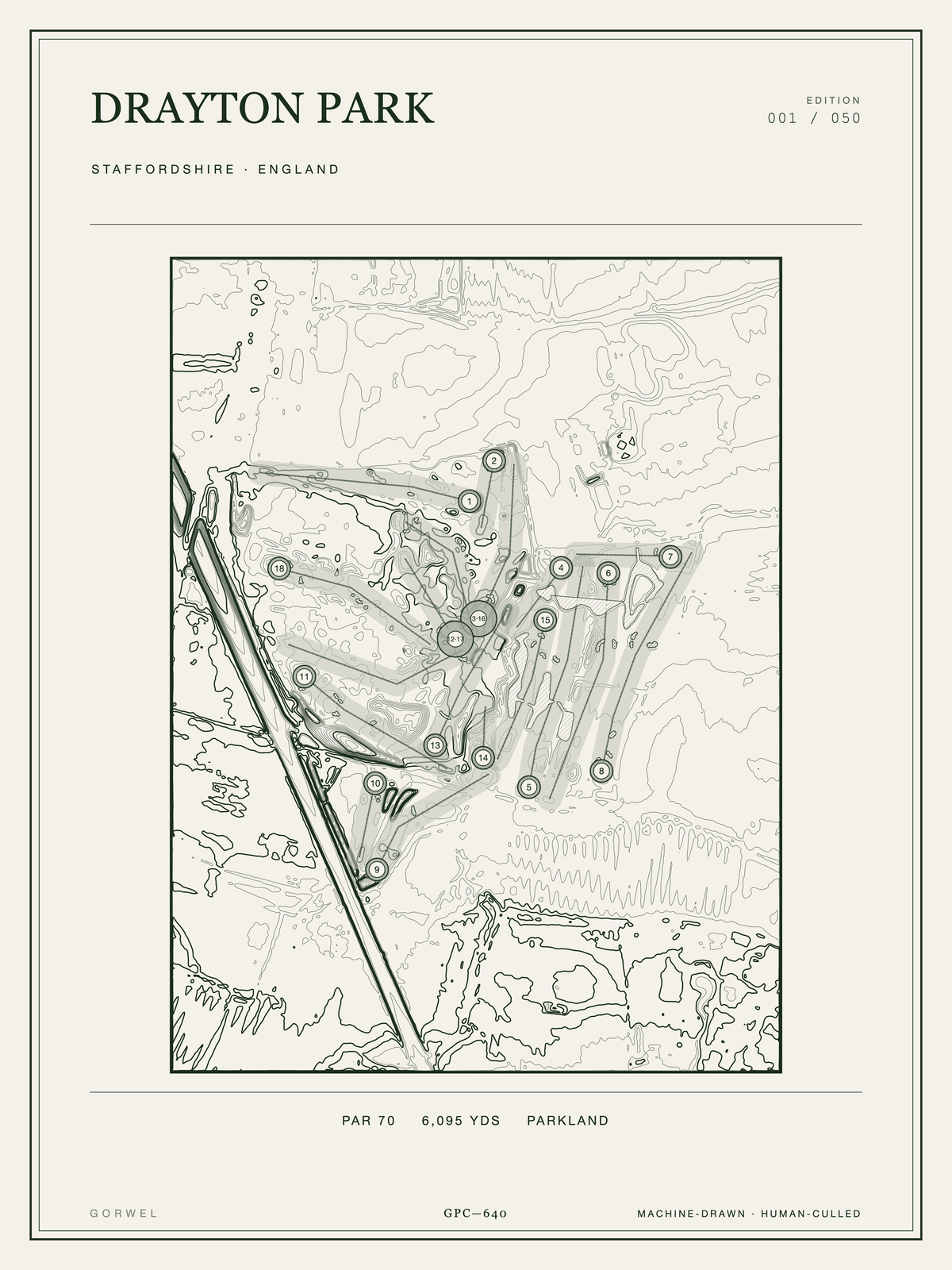 Drayton Park Golf Course Print | Topographic Map Wall Art