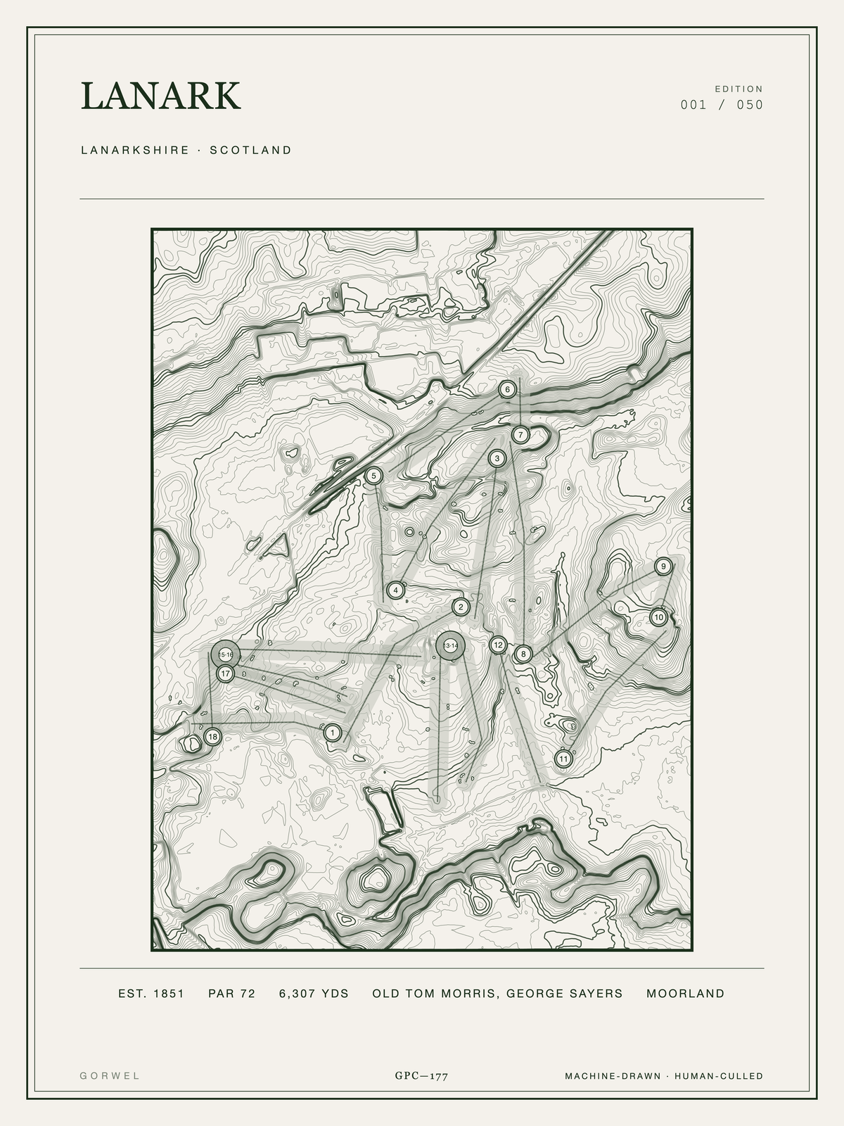 Lanark Golf Course Print | Topographic Map Wall Art