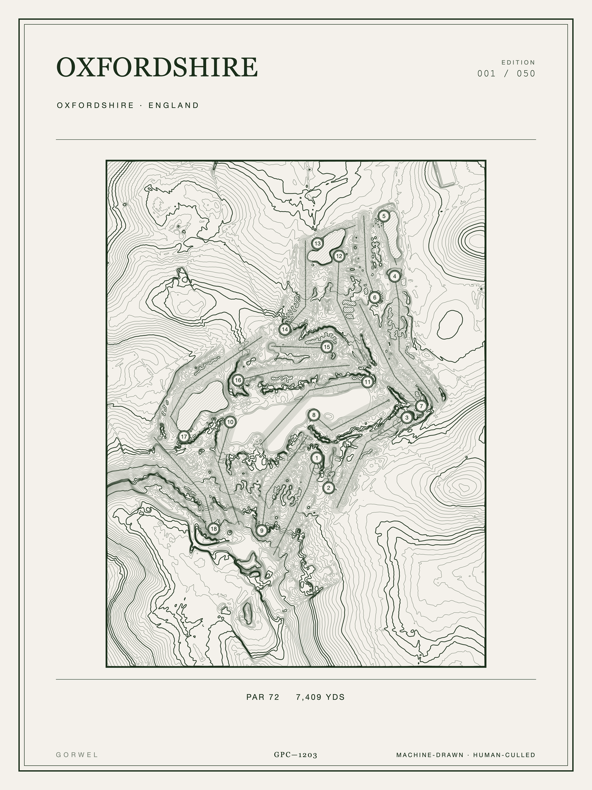 Oxfordshire Golf Course Print | Topographic Map Wall Art
