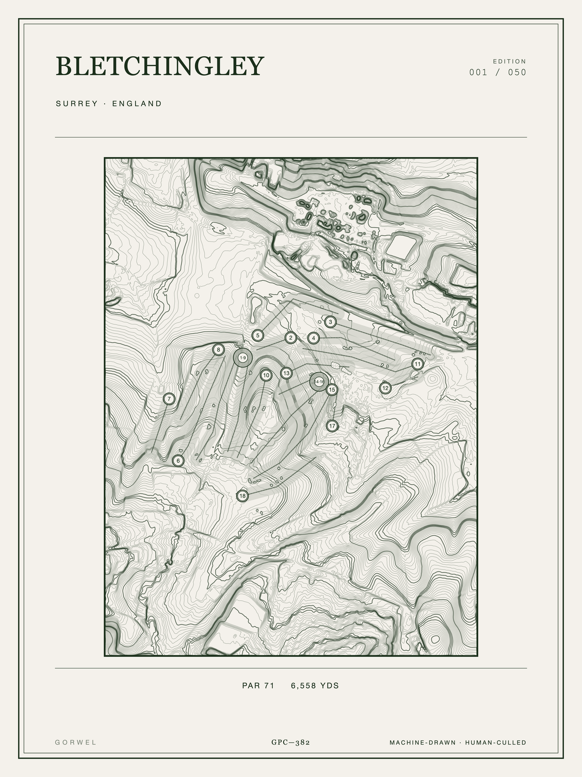 Bletchingley Golf Course Print | Topographic Map Wall Art