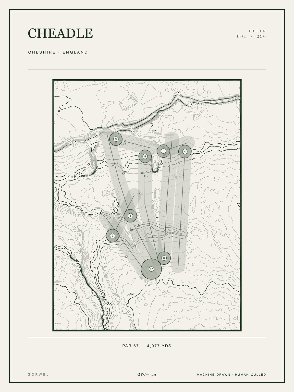 Cheadle Golf Course Print | Topographic Map Wall Art