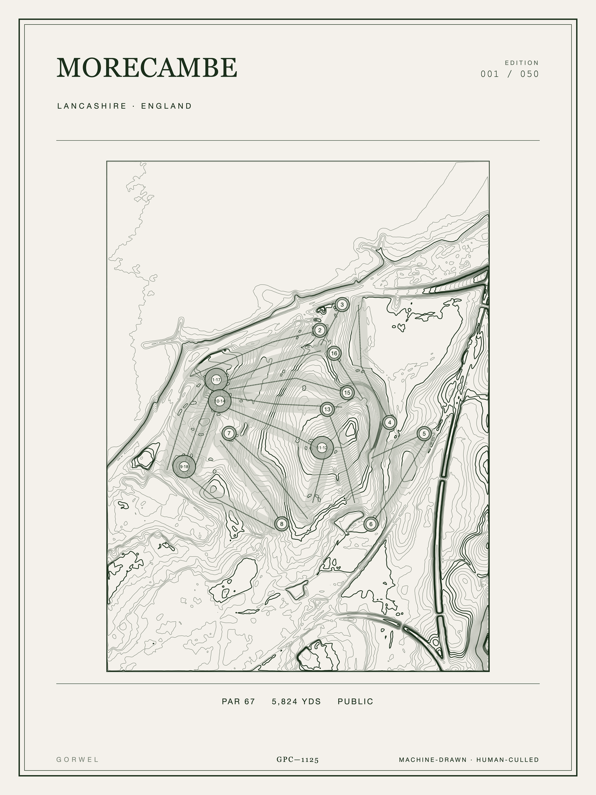 Morecambe Golf Course Print | Topographic Map Wall Art