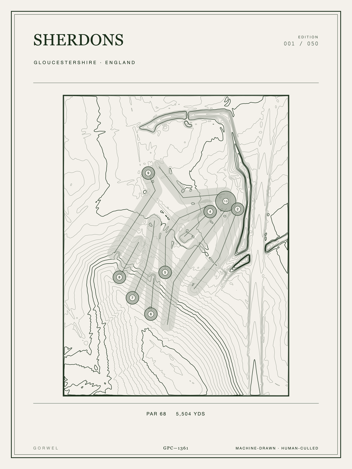 Sherdons Golf Course Print | Topographic Map Wall Art