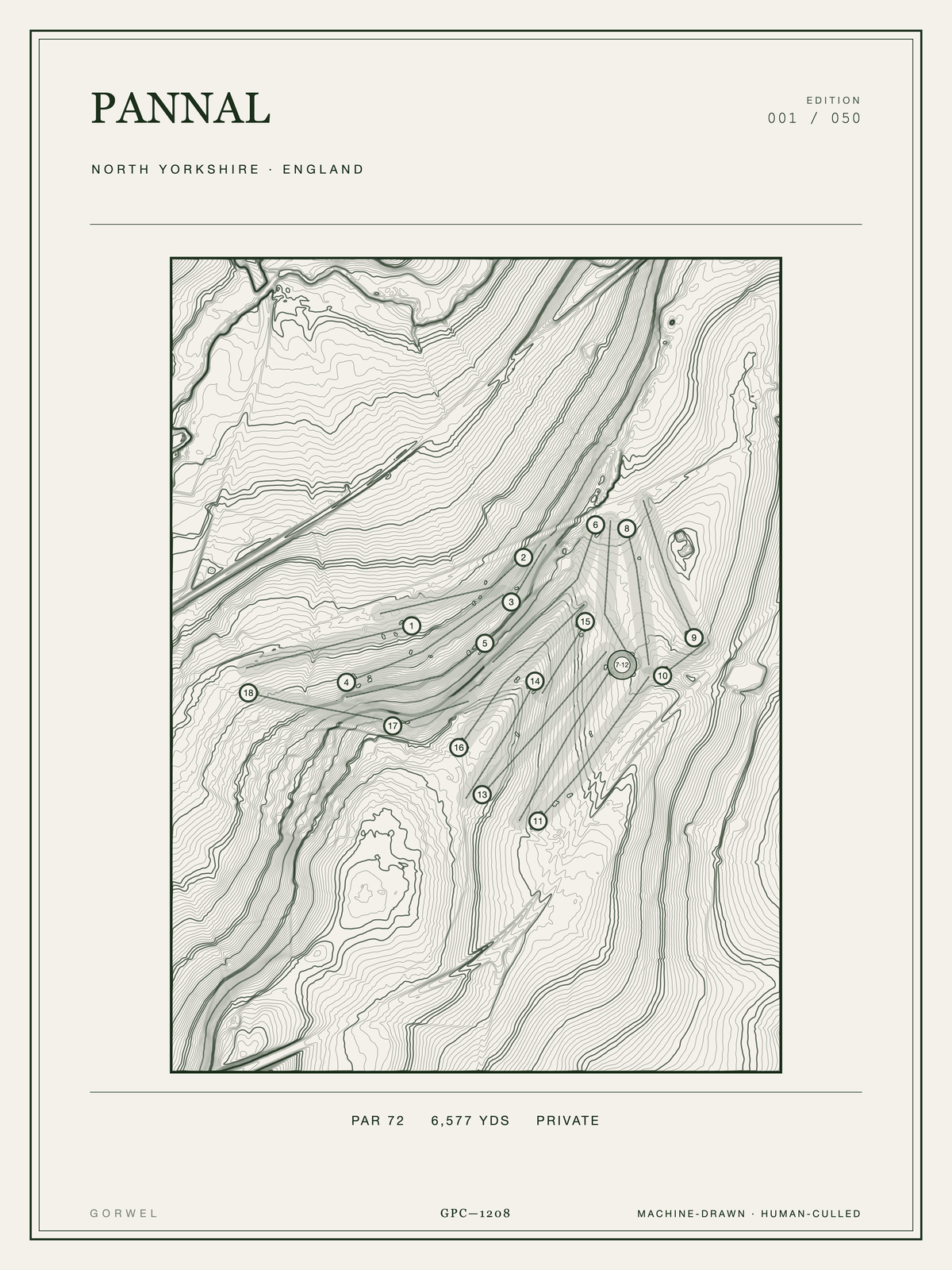 Pannal Golf Course Print | Topographic Map Wall Art