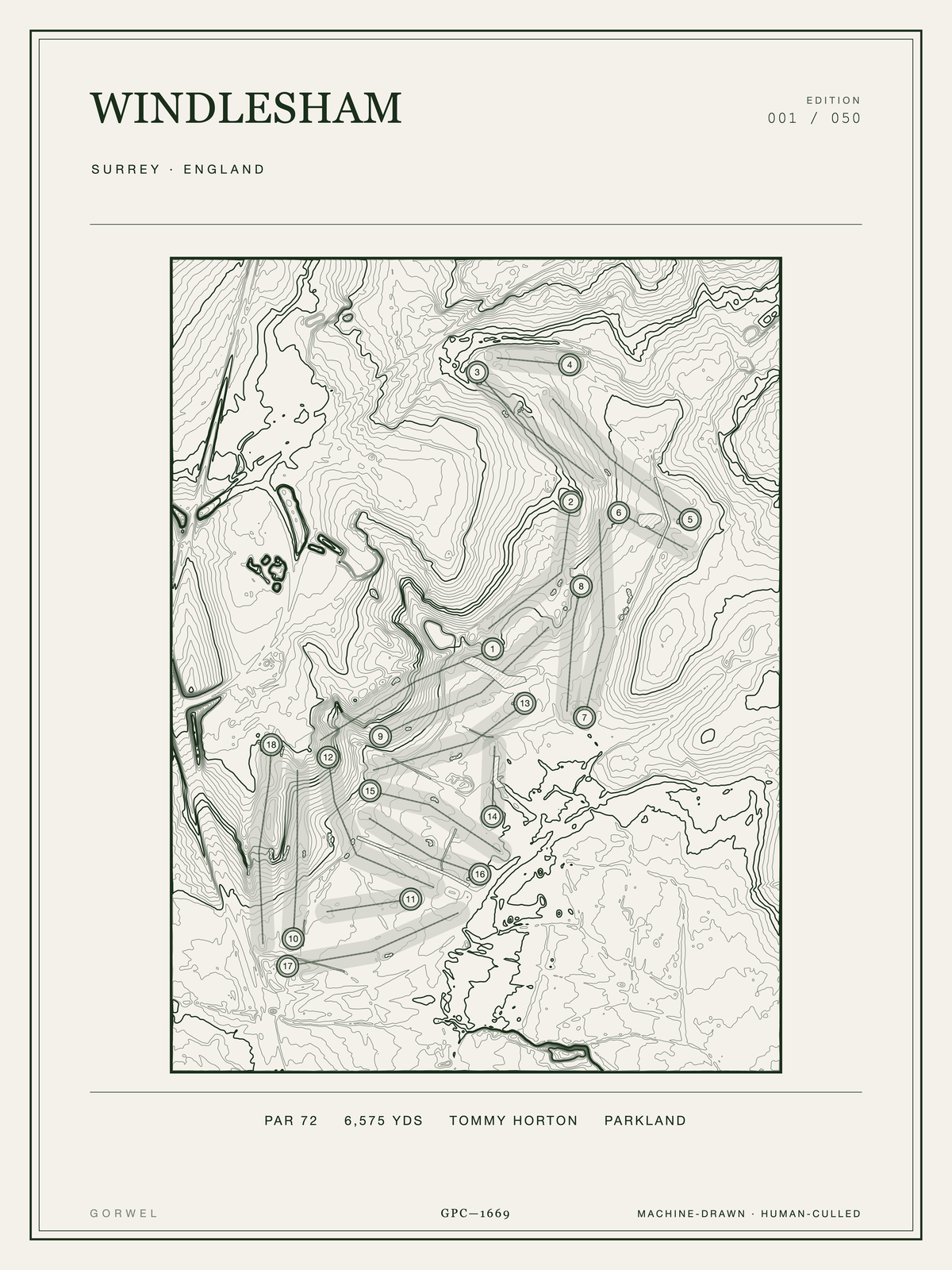 Windlesham Golf Course Print | Topographic Map Wall Art