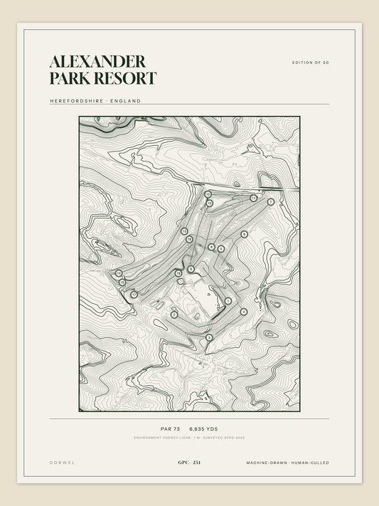 Alexander Park Resort topographic golf course print — unframed sheet — Gorwel Print Co