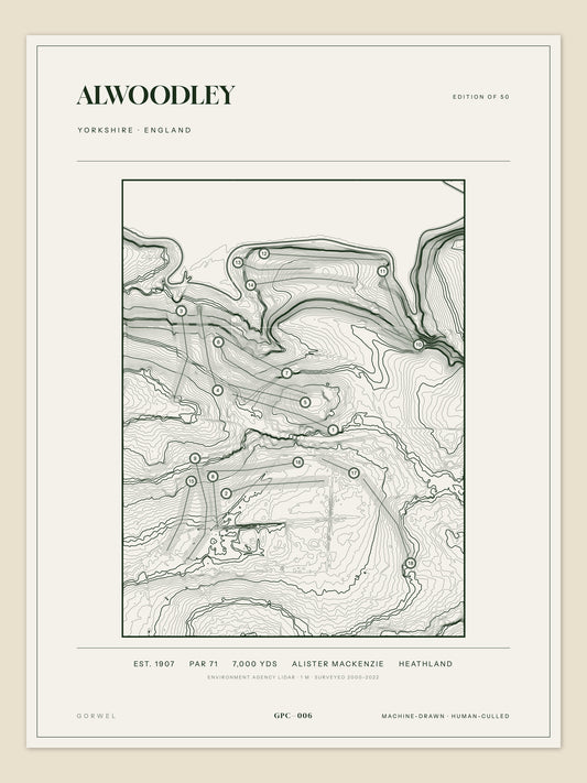 Alwoodley, Yorkshire topographic golf course print