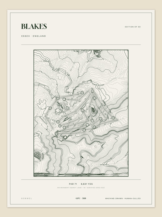 Blakes, Essex topographic golf course print