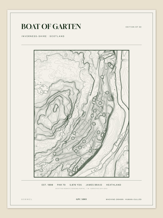 Boat of Garten, Inverness-shire topographic golf course print