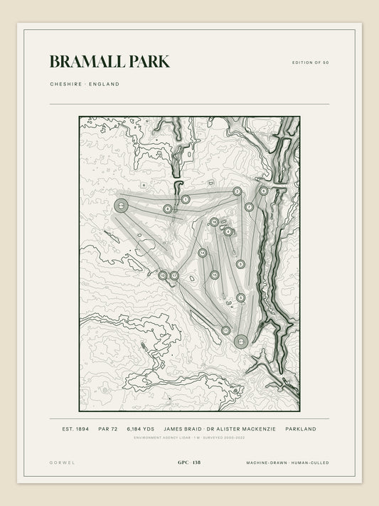 Bramall Park, Cheshire topographic golf course print