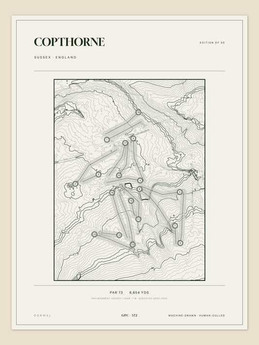 Copthorne, Sussex topographic golf course print