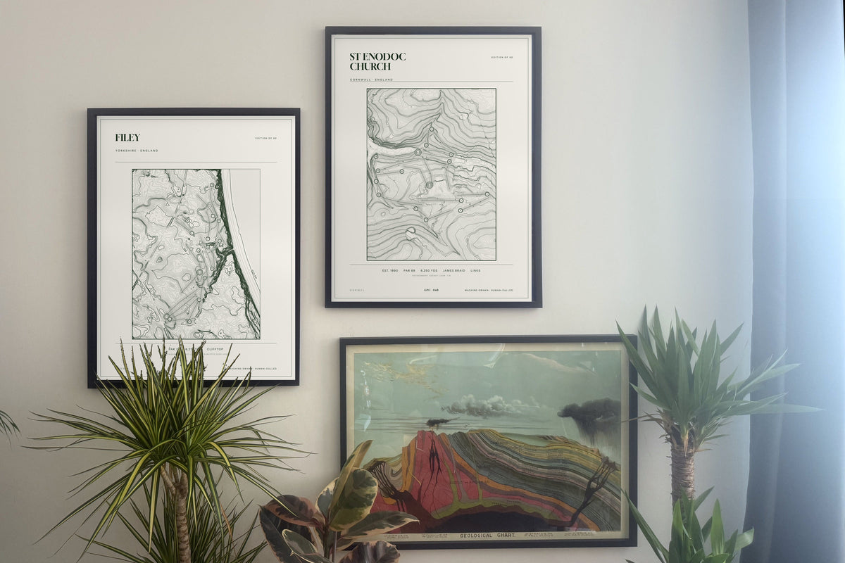 Filey, Yorkshire and prints, framed, gallery wall