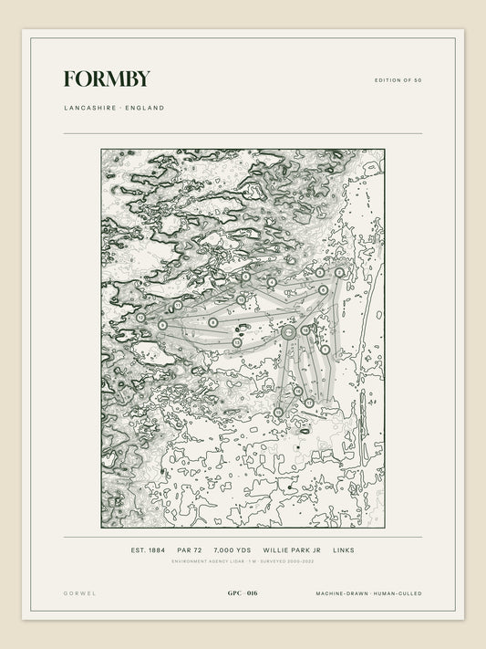 Formby, Lancashire topographic golf course print