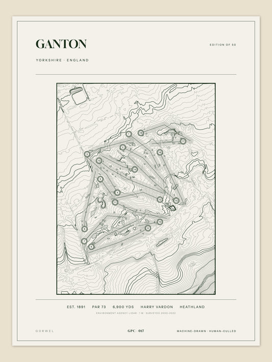 Ganton, Yorkshire topographic golf course print