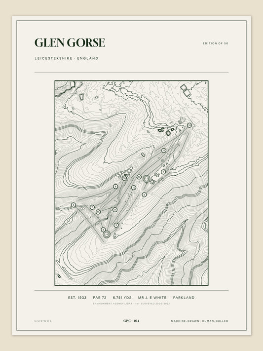 Glen Gorse, Leicestershire topographic golf course print
