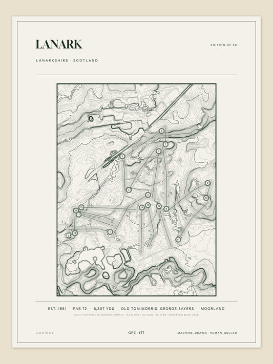 Lanark topographic golf course print — unframed sheet — Gorwel Print Co