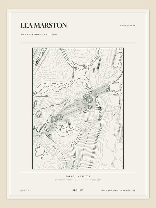 Lea Marston, Warwickshire topographic golf course print