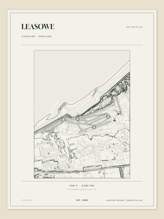 Leasowe topographic golf course print — unframed sheet — Gorwel Print Co