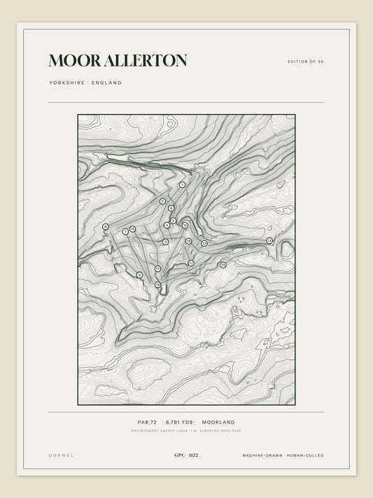 Moor Allerton topographic golf course print — unframed sheet — Gorwel Print Co
