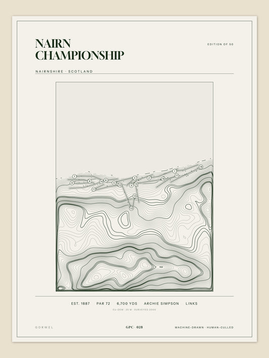 Nairn Championship, Nairnshire topographic golf course print
