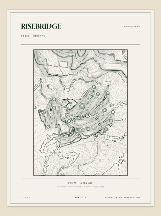 Risebridge, Essex topographic golf course print
