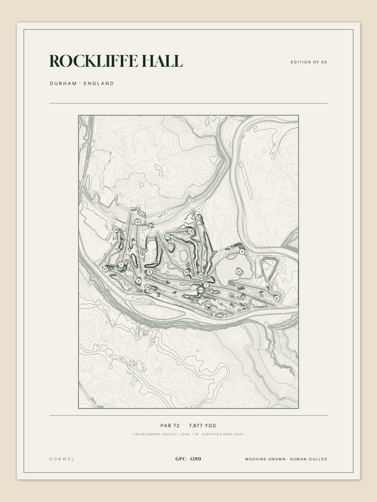 Rockliffe Hall, Durham topographic golf course print