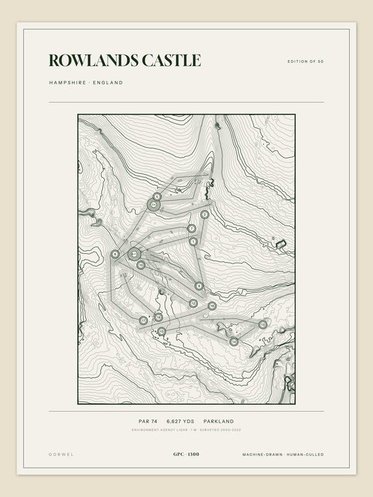 Rowlands Castle, Hampshire topographic golf course print