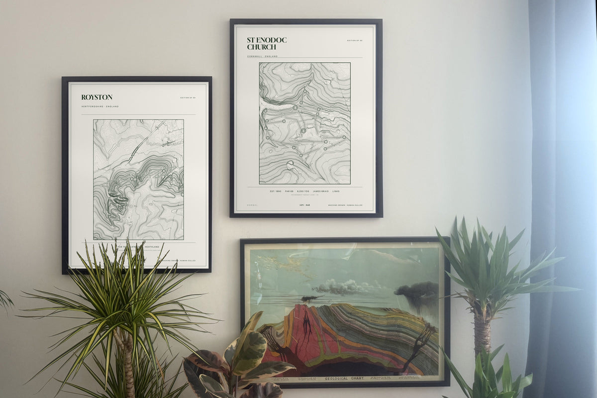 Royston, Hertfordshire and prints, framed, gallery wall