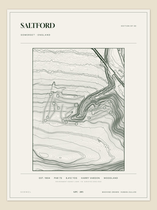 Saltford, Somerset topographic golf course print