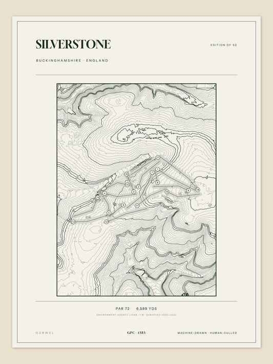 Silverstone, Buckinghamshire topographic golf course print