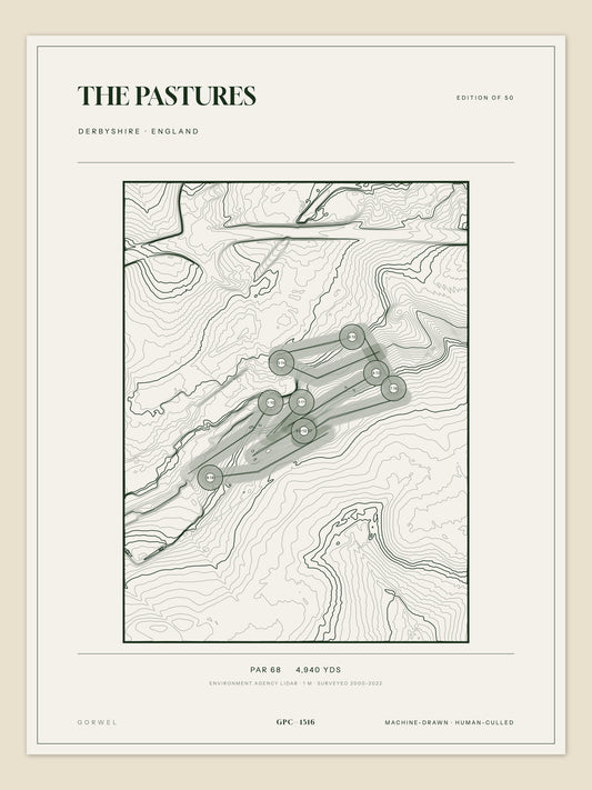 The Pastures, Derbyshire topographic golf course print