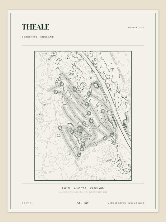 Theale, Berkshire topographic golf course print