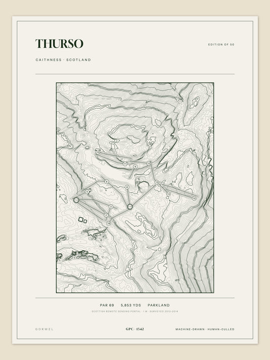 Thurso, Caithness topographic golf course print