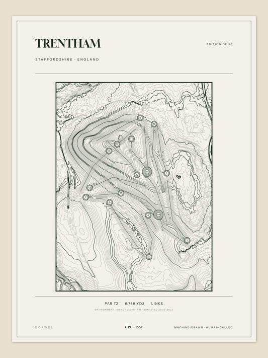 Trentham, Staffordshire topographic golf course print