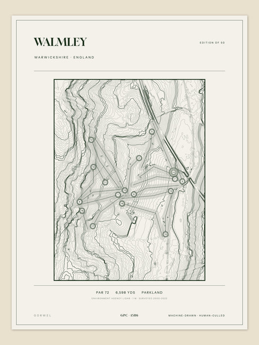 Walmley, Warwickshire topographic golf course print