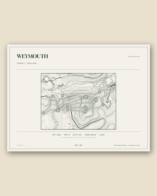 Weymouth, Dorset topographic golf course print