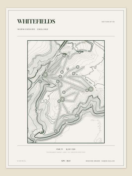 Whitefields, Warwickshire topographic golf course print