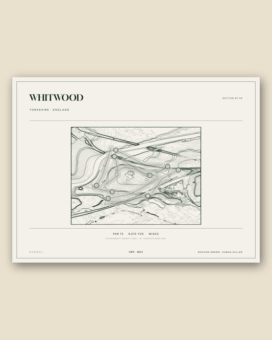 Whitwood, Yorkshire topographic golf course print