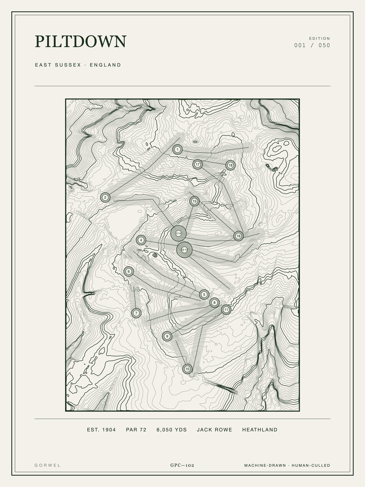 Piltdown Golf Course Print | Topographic Map Wall Art