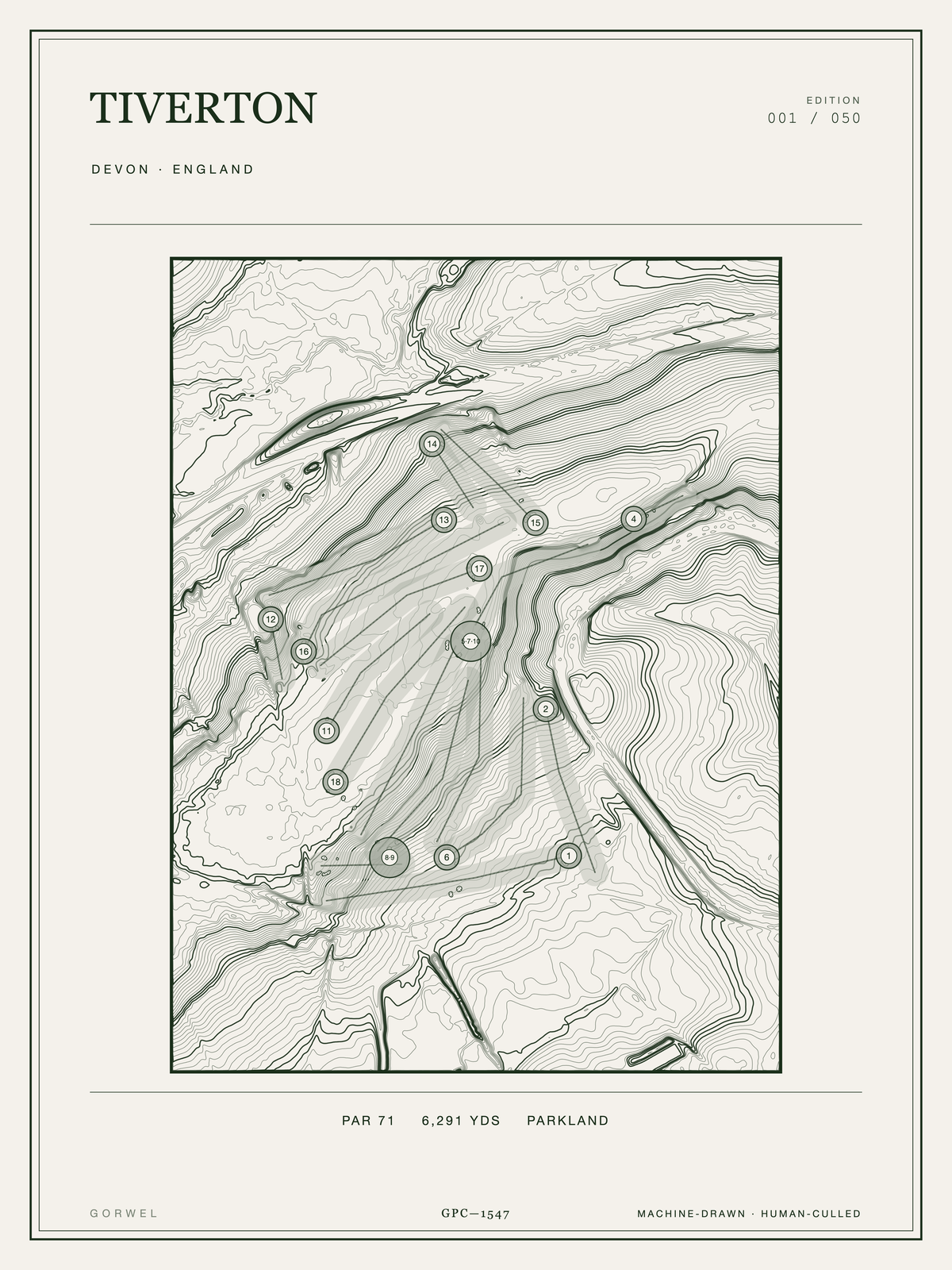 Tiverton Golf Course Print | Topographic Map Wall Art