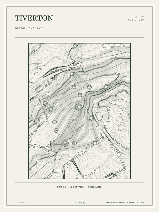 Tiverton Golf Course Print | Topographic Map Wall Art