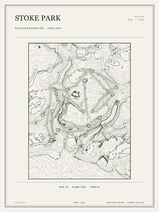 Stoke Park Golf Course Print | Topographic Map Wall Art