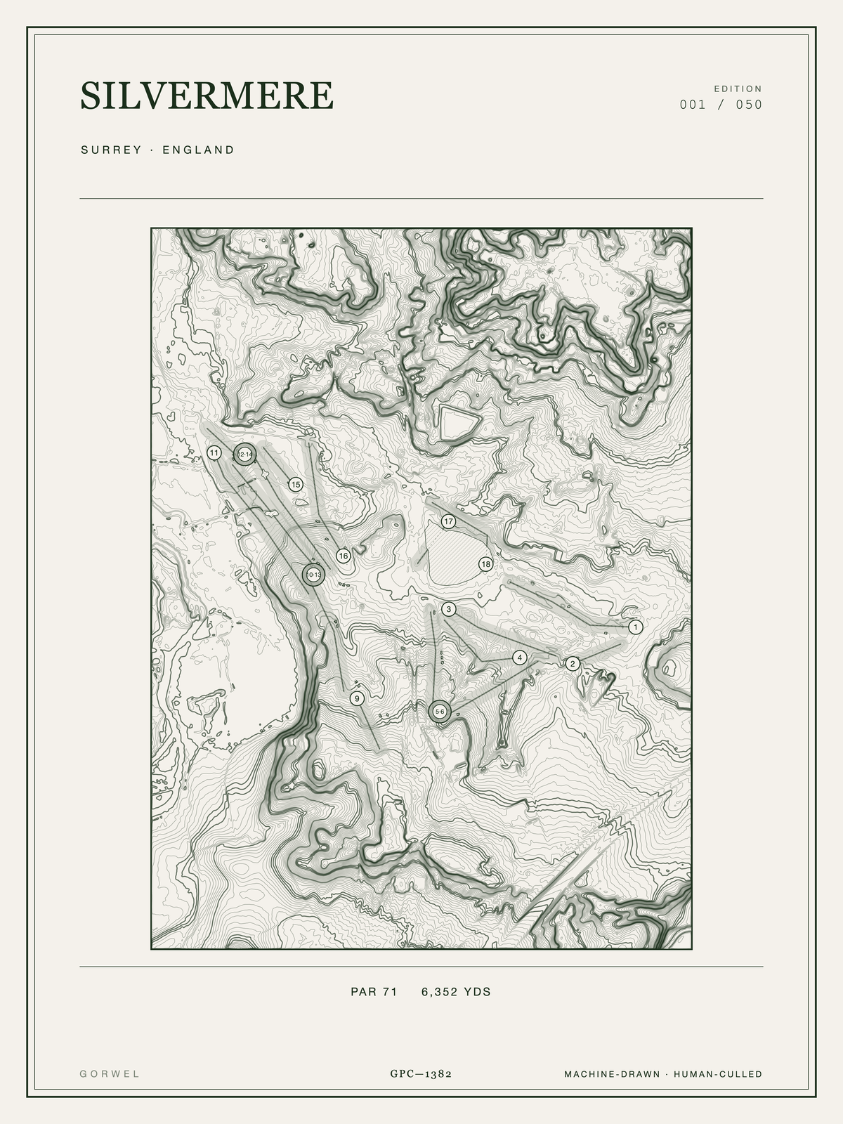 Silvermere Golf Course Print | Topographic Map Wall Art