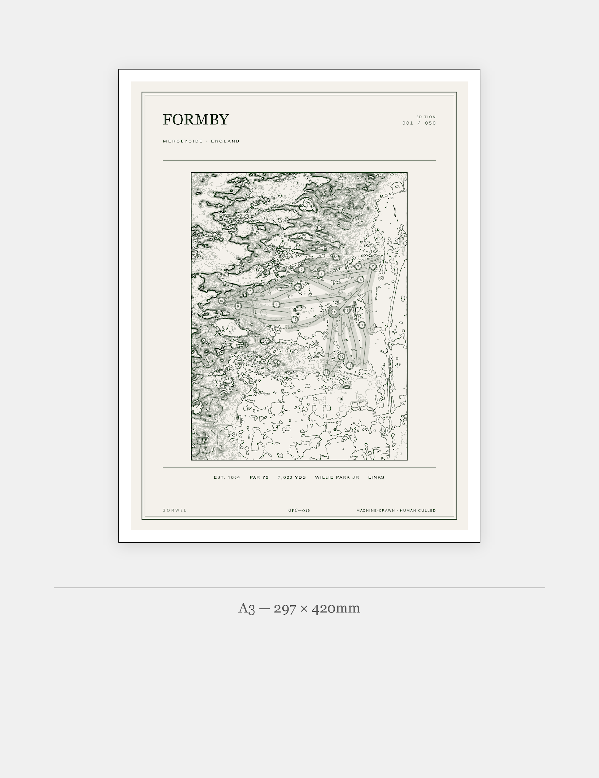 Formby Golf Course Print | Topographic Map Wall Art