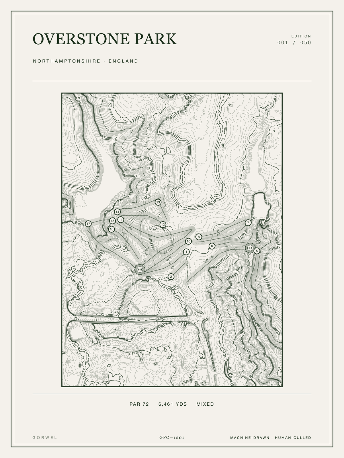 Overstone Park Golf Course Print | Topographic Map Wall Art